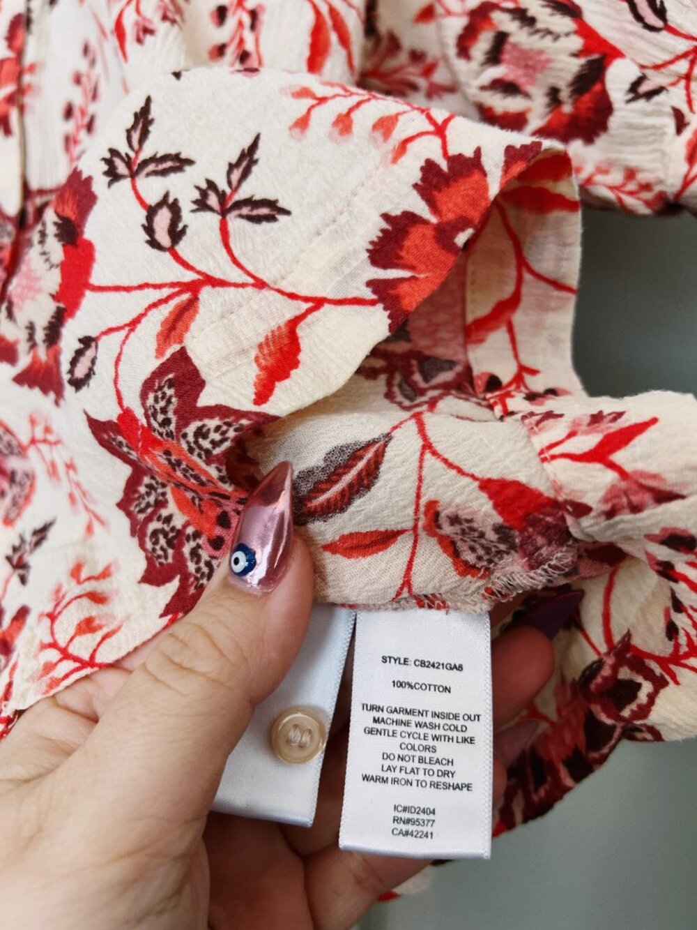 Sanctuary Red Floral Blouse Cottagecore Boho Top Puff Sleeve Size M - Picture 4 of 7